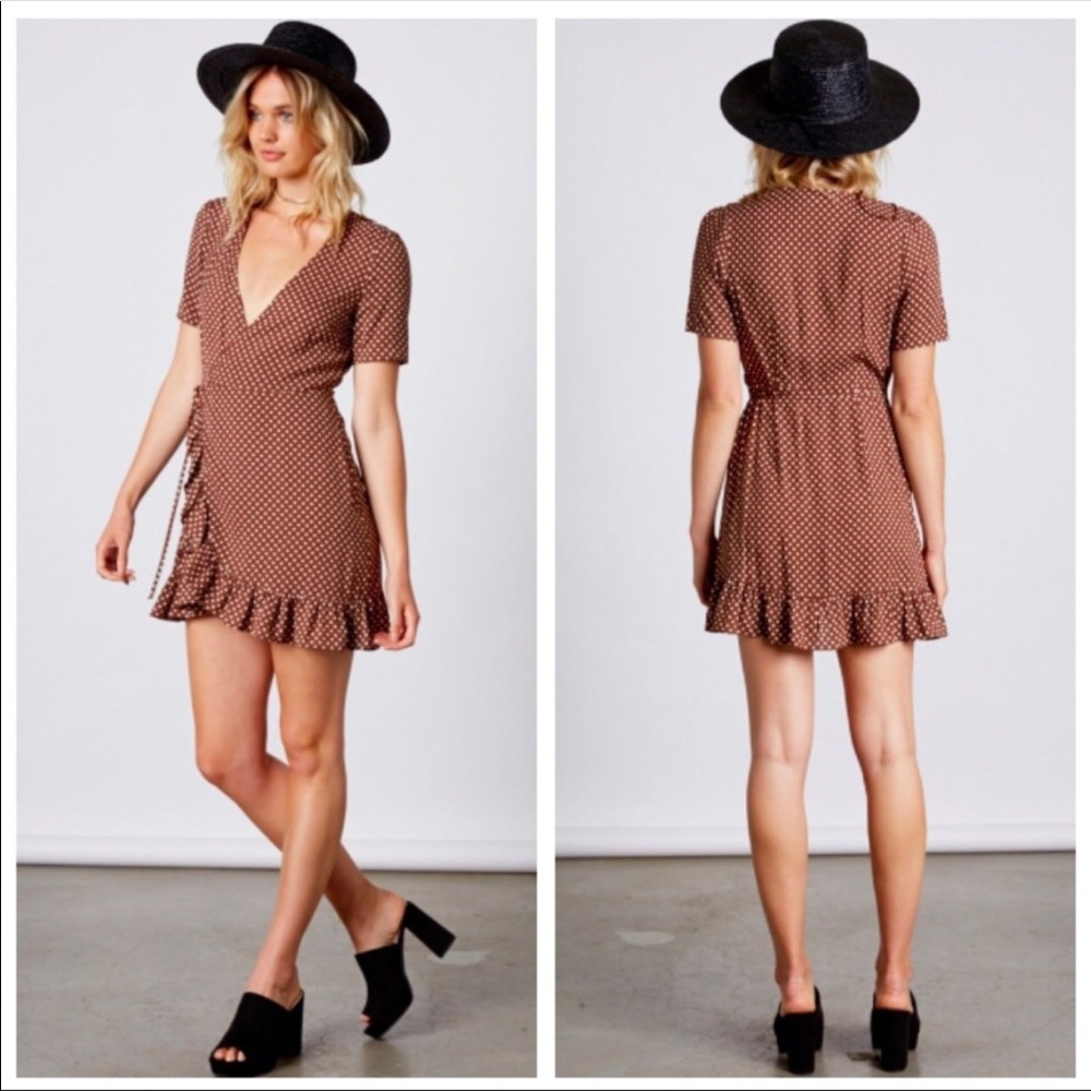 Polka Dot Wrap Mini Dress